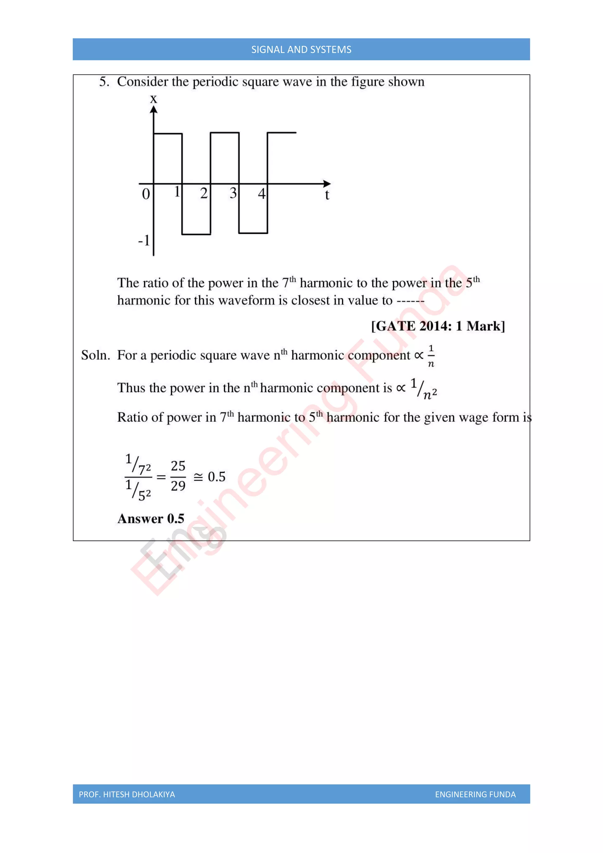 PROF. HITESH DHOLAKIYA ENGINEERING FUNDA
SIGNAL AND SYSTEMS
E
n
g
i
n
e
e
r
i
n
g
F
u
n
d
a
 