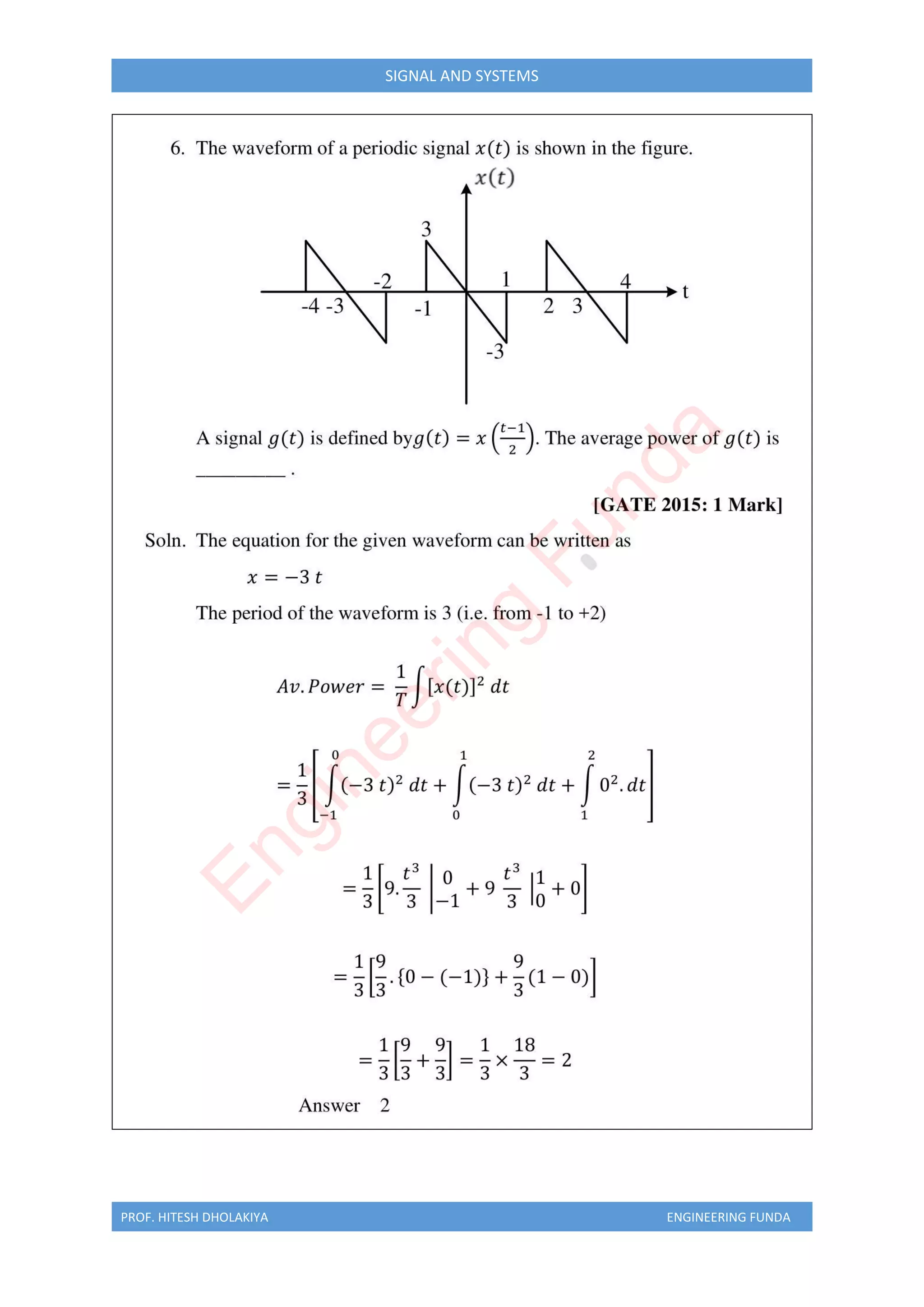 PROF. HITESH DHOLAKIYA ENGINEERING FUNDA
SIGNAL AND SYSTEMS
E
n
g
i
n
e
e
r
i
n
g
F
u
n
d
a
 