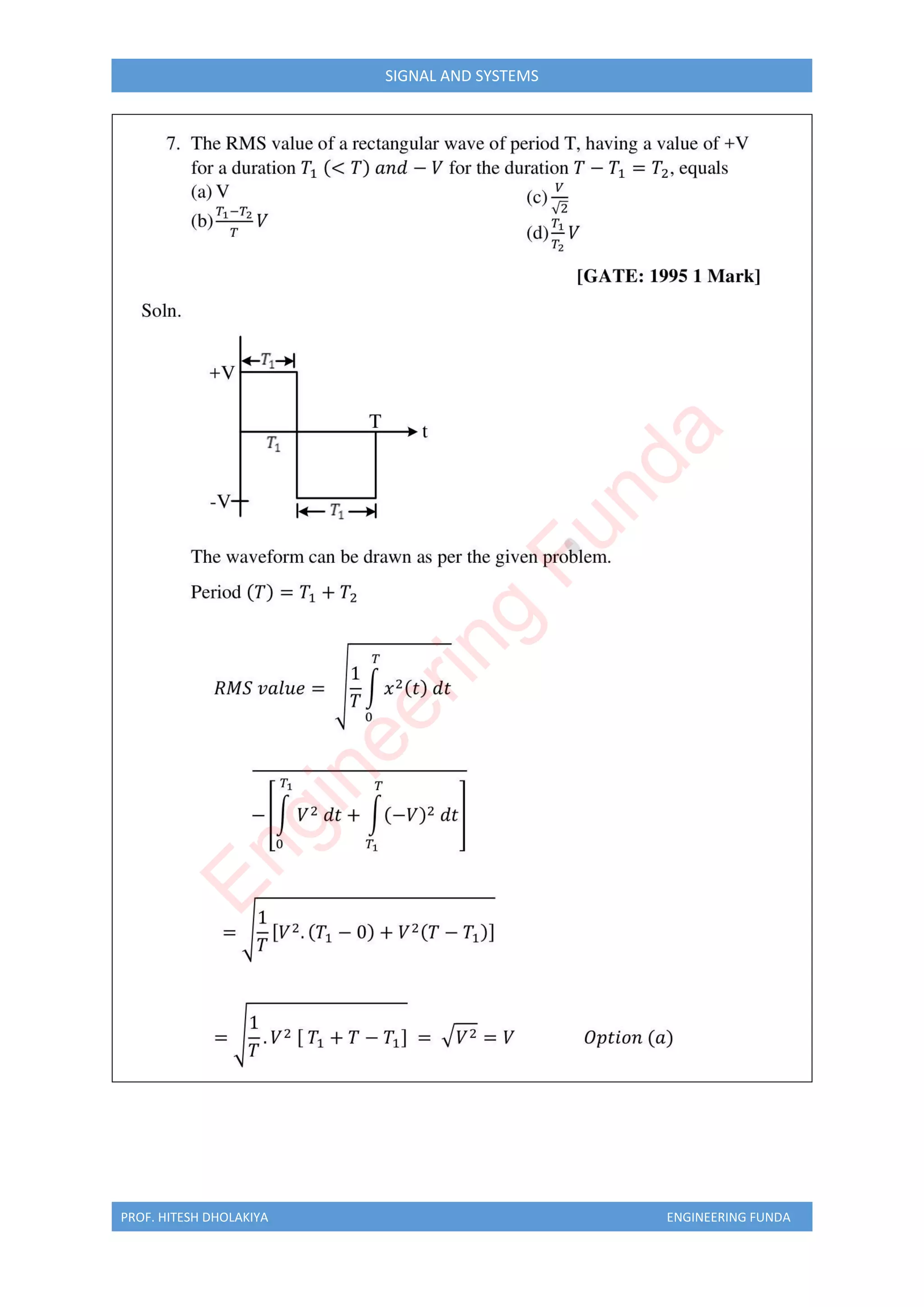 PROF. HITESH DHOLAKIYA ENGINEERING FUNDA
SIGNAL AND SYSTEMS
E
n
g
i
n
e
e
r
i
n
g
F
u
n
d
a
 