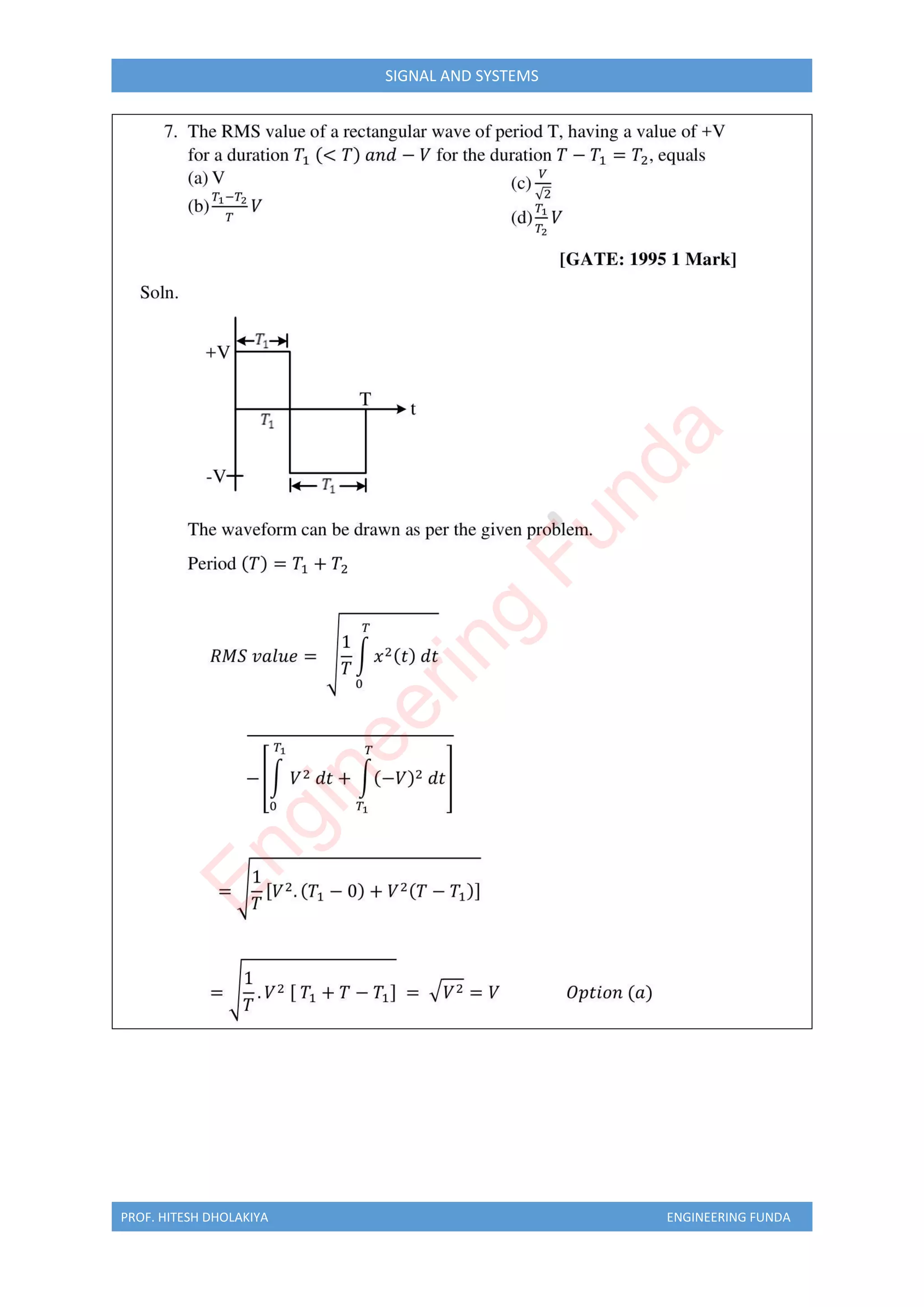PROF. HITESH DHOLAKIYA ENGINEERING FUNDA
SIGNAL AND SYSTEMS
E
n
g
i
n
e
e
r
i
n
g
F
u
n
d
a
 