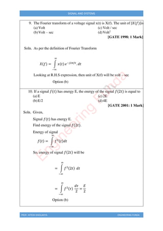 PROF. HITESH DHOLAKIYA ENGINEERING FUNDA
SIGNAL AND SYSTEMS
E
n
g
i
n
e
e
r
i
n
g
F
u
n
d
a
 
