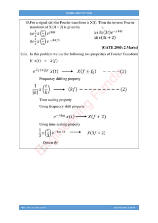 PROF. HITESH DHOLAKIYA ENGINEERING FUNDA
SIGNAL AND SYSTEMS
E
n
g
i
n
e
e
r
i
n
g
F
u
n
d
a
 