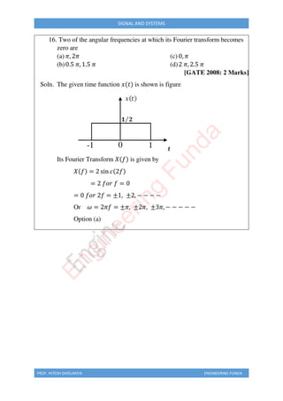 PROF. HITESH DHOLAKIYA ENGINEERING FUNDA
SIGNAL AND SYSTEMS
E
n
g
i
n
e
e
r
i
n
g
F
u
n
d
a
 