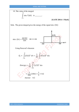 PROF. HITESH DHOLAKIYA ENGINEERING FUNDA
SIGNAL AND SYSTEMS
E
n
g
i
n
e
e
r
i
n
g
F
u
n
d
a
 