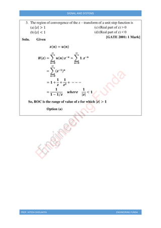 PROF. HITESH DHOLAKIYA ENGINEERING FUNDA
SIGNAL AND SYSTEMS
E
n
g
i
n
e
e
r
i
n
g
F
u
n
d
a
 