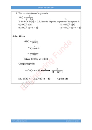 PROF. HITESH DHOLAKIYA ENGINEERING FUNDA
SIGNAL AND SYSTEMS
E
n
g
i
n
e
e
r
i
n
g
F
u
n
d
a
 