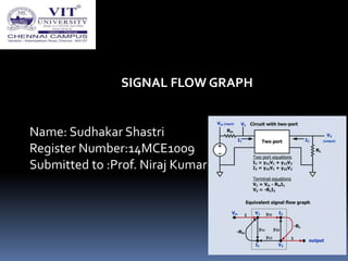SIGNAL FLOW GRAPH
Name: Sudhakar Shastri
Register Number:14MCE1009
Submitted to :Prof. Niraj Kumar
 