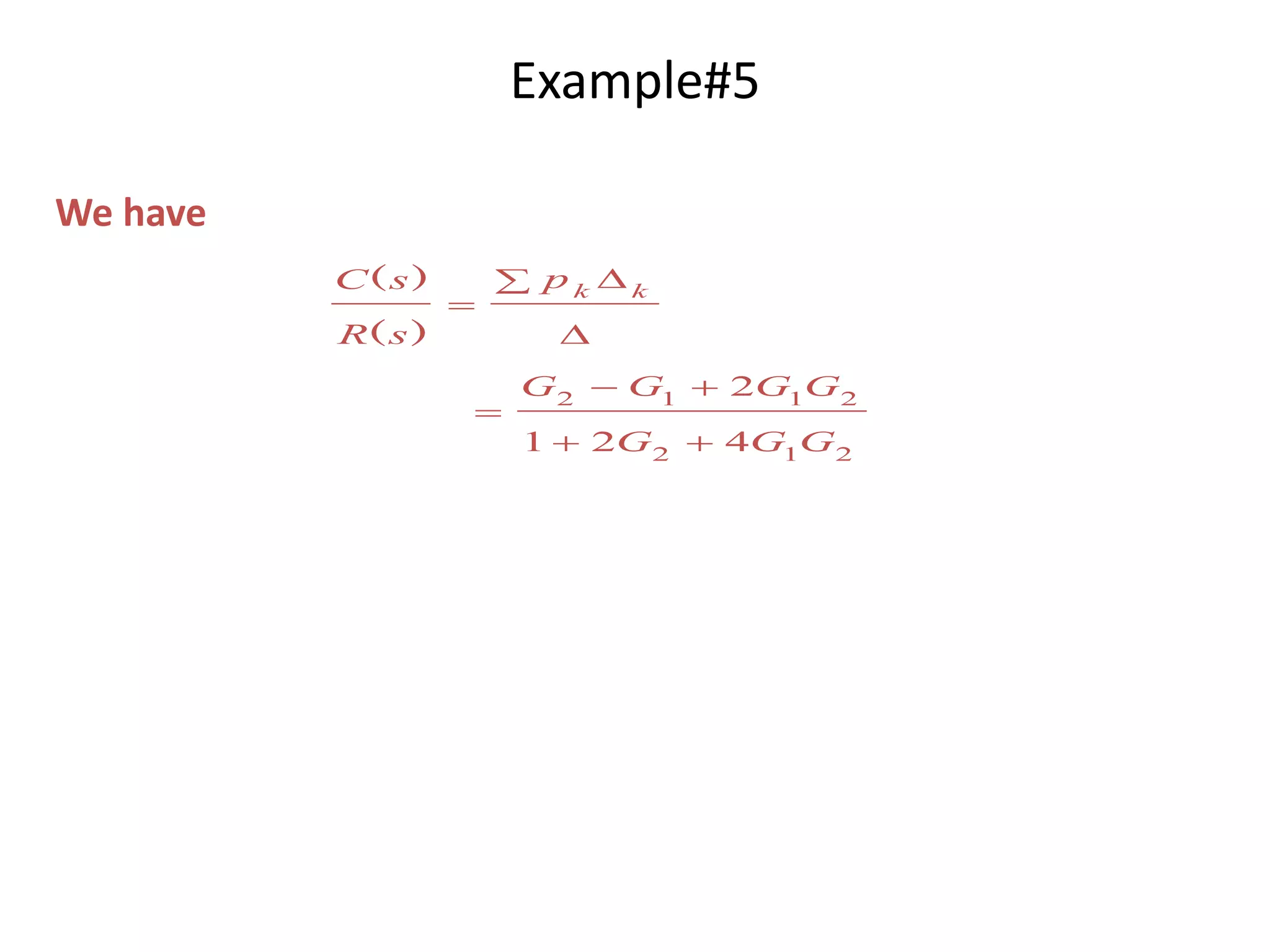 Example#5
We have
212
2112
421
2
GGG
GGGG
p
sR
sC kk




 

)(
)(
 