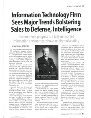 Signal Magazine: Information Technology Firm Sees Major Trends Bolstering Sales to Defense, Intelligence
