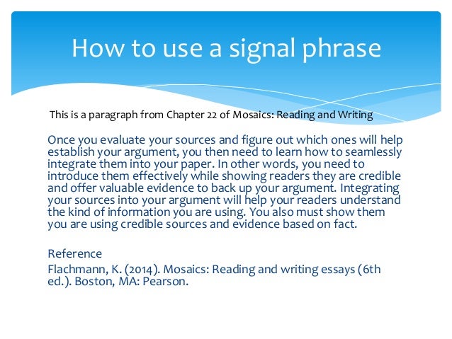 Signal Phrases Signal Phrases