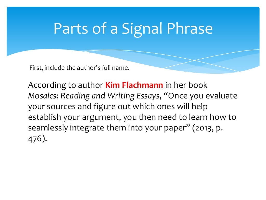 Signal Phrases Signal phrases