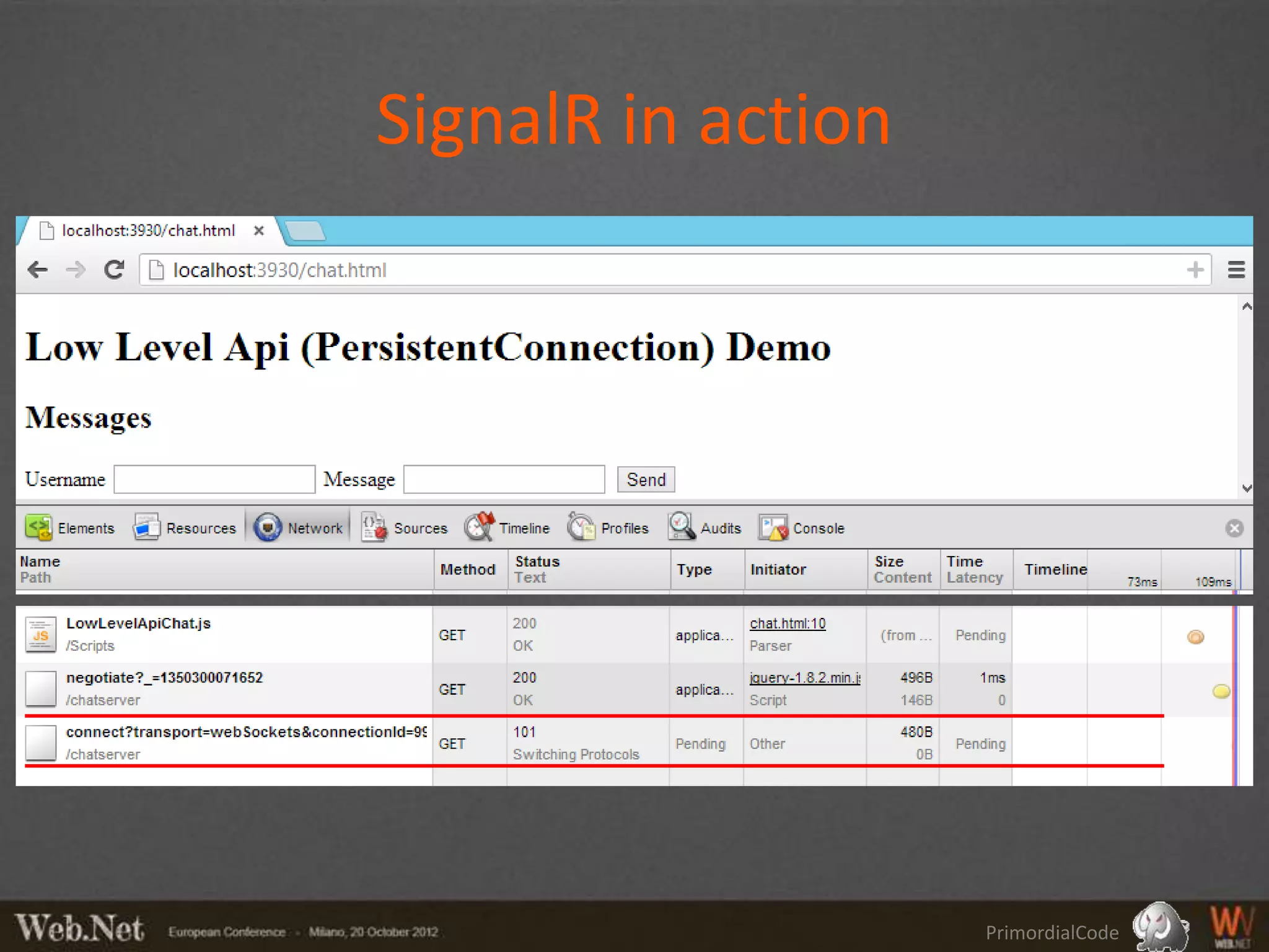 SignalR in action




                    PrimordialCode
 