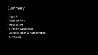 Signalr Messagepack Fancy Features in Asp.Net Core SignalR | PDF