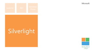 Windows
JavaScript   .NET
                     Phone




  Silverlight
 