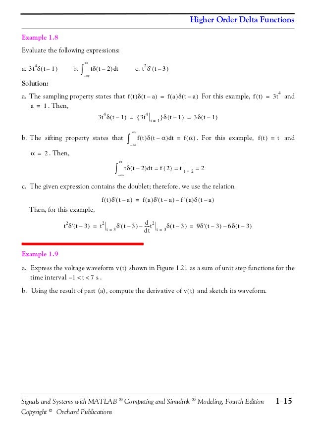 signals and systems with matlab computing and simulink modeling evaluate the given expression and express the result using the usual format for writing numbers
