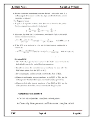 Lecture Notes Signals & Systems
CRE
C
Dept. of
ECE
Page 103
 