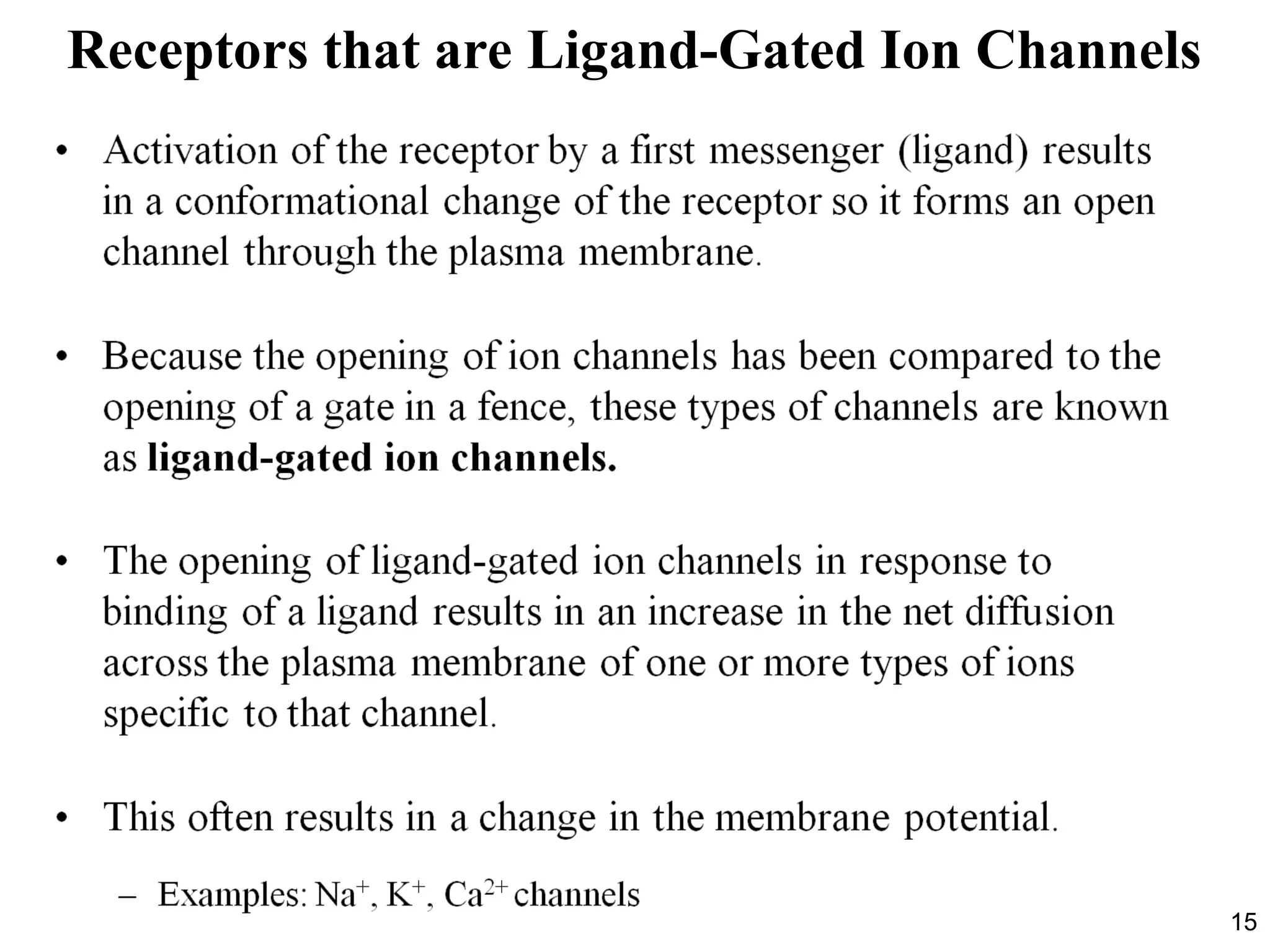 15
Receptors that are Ligand-Gated Ion Channels
 
