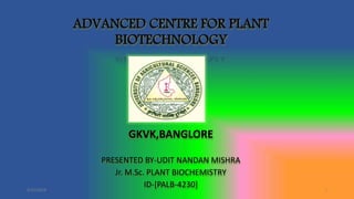 GKVK,BANGLORE
PRESENTED BY-UDIT NANDAN MISHRA
Jr. M.Sc. PLANT BIOCHEMISTRY
ID-[PALB-4230]5/31/2018 1
 