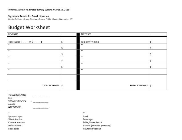 signature events budget sheet signature sheet