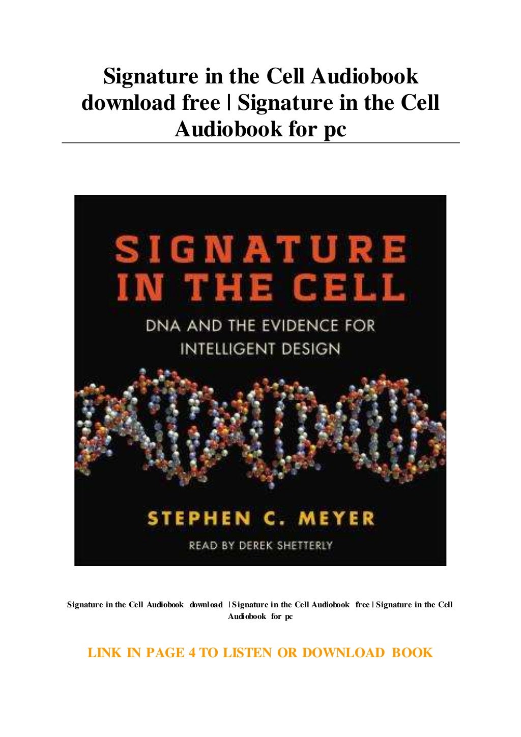 Signature in the Cell Audiobook download free Signature in the Cell