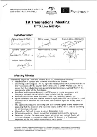Signature sheet and meeting minutes