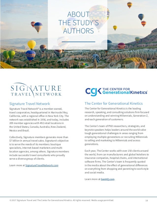 Signature Travel Network 2017 The new travel reality by Generation