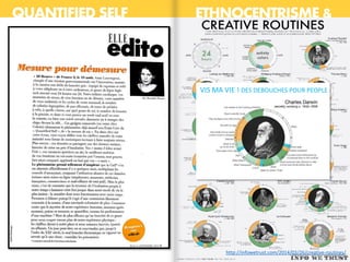 QUANTIFIED SELF ETHNOCENTRISME &
http://infowetrust.com/2014/03/26/creative-routines/
VIS MA VIE ! DES DEBOUCHES POUR PEOPLE
 