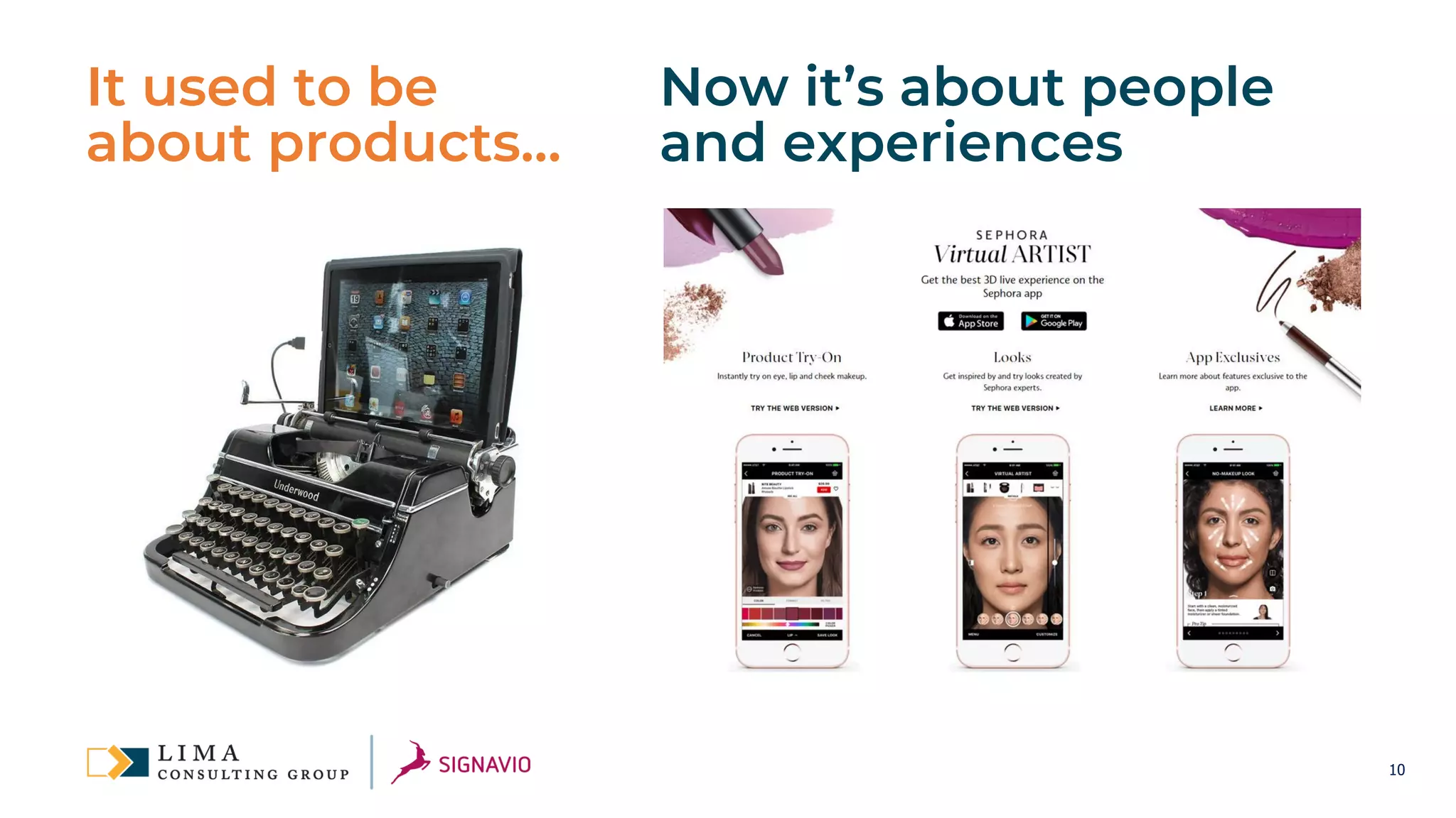 10
It used to be
about products…
Now it’s about people
and experiences
 