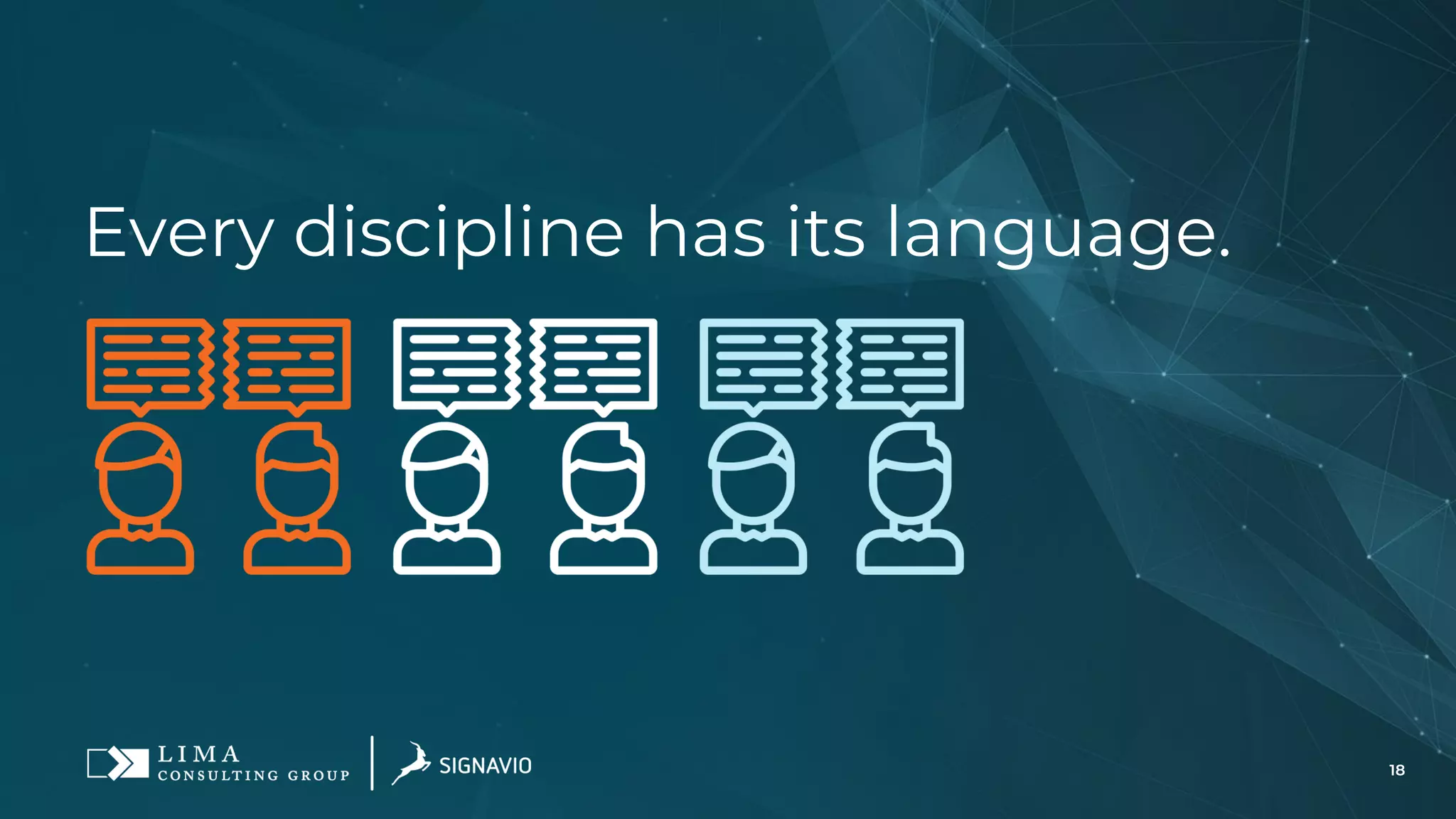 18
Every discipline has its language.
 