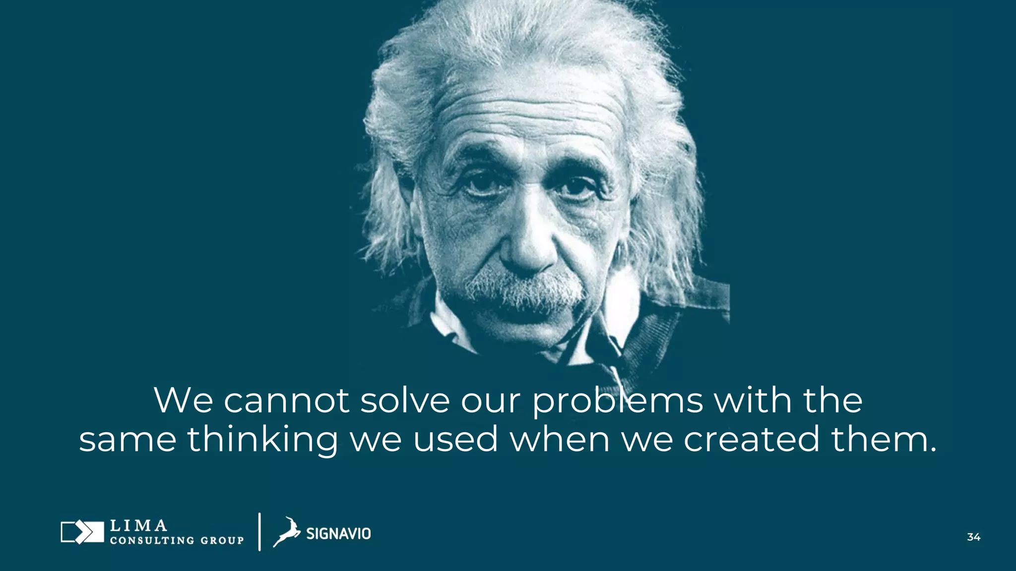34
We cannot solve our problems with the
same thinking we used when we created them.
 