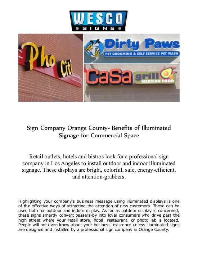 Sign Company Orange County Benefits of Illuminated Signage for Commercial Space