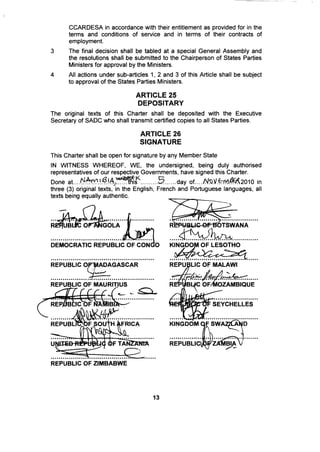 Charter Establishing the CCARDESA