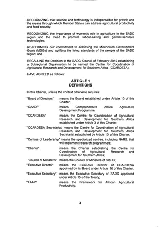 Charter Establishing the CCARDESA