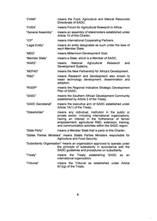 Charter Establishing the CCARDESA