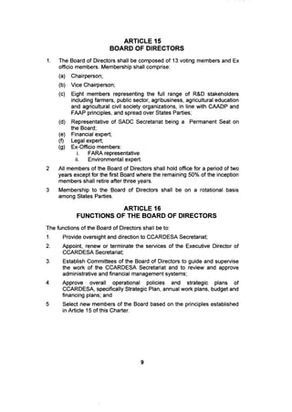 Charter Establishing the CCARDESA