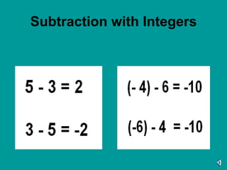 Subtraction with Integers