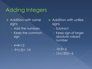 Signed numbers | PPTX