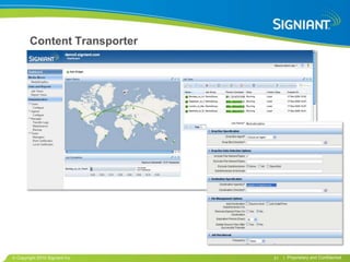 Content Transporter




Copyright 2010 Signiant Inc   31   | Proprietary and Confidential
 