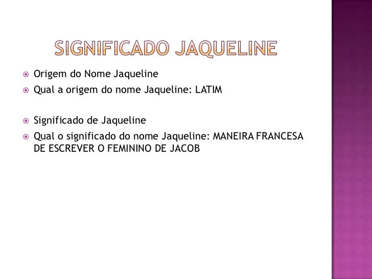 Significado do nome jaqueline