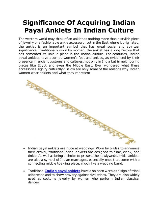 Significance Of Acquiring Indian Payal Anklets In Indian Culture