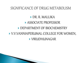  DR. R. MALLIKA
 ASSOCIATE PROFESSOR
 DEPARTMENT OF BIOCHEMISTRY
 V.V.VANNIAPERUMAL COLLEGE FOR WOMEN,
 VIRUDHUNAGAR
 