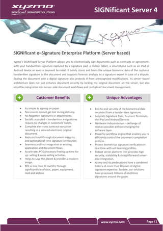Significant Server Platform SIGNificant Enterprise Platform (Server based) | PDF