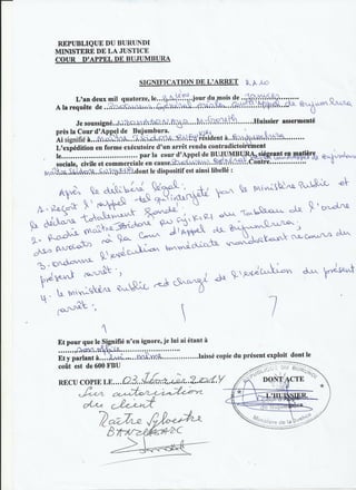 Burundi : l'arrêt de Radiation du bâtonnier Rufyikiri