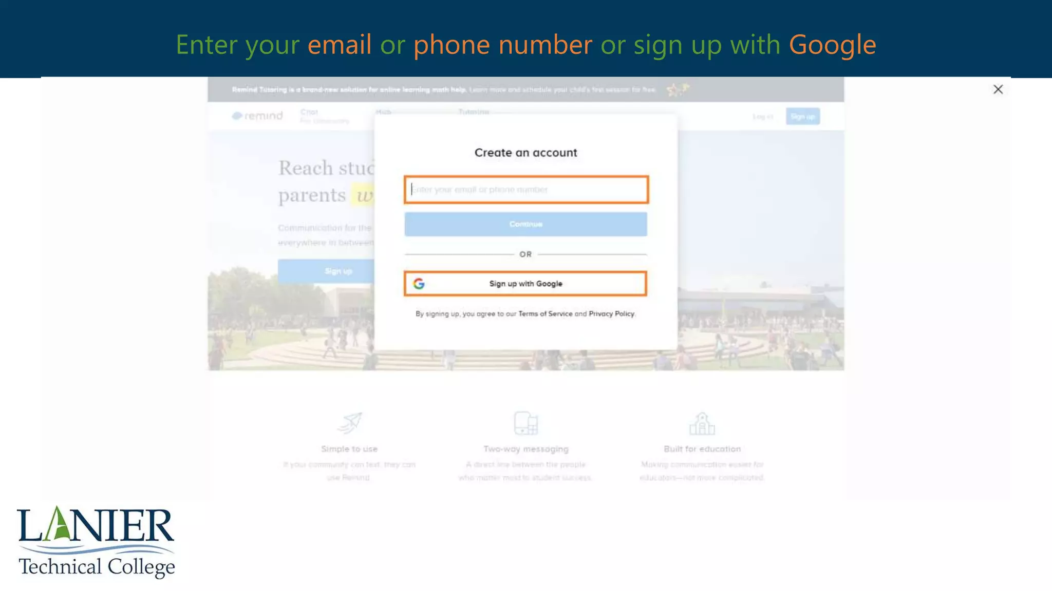Enter your email or phone number or sign up with Google
 
