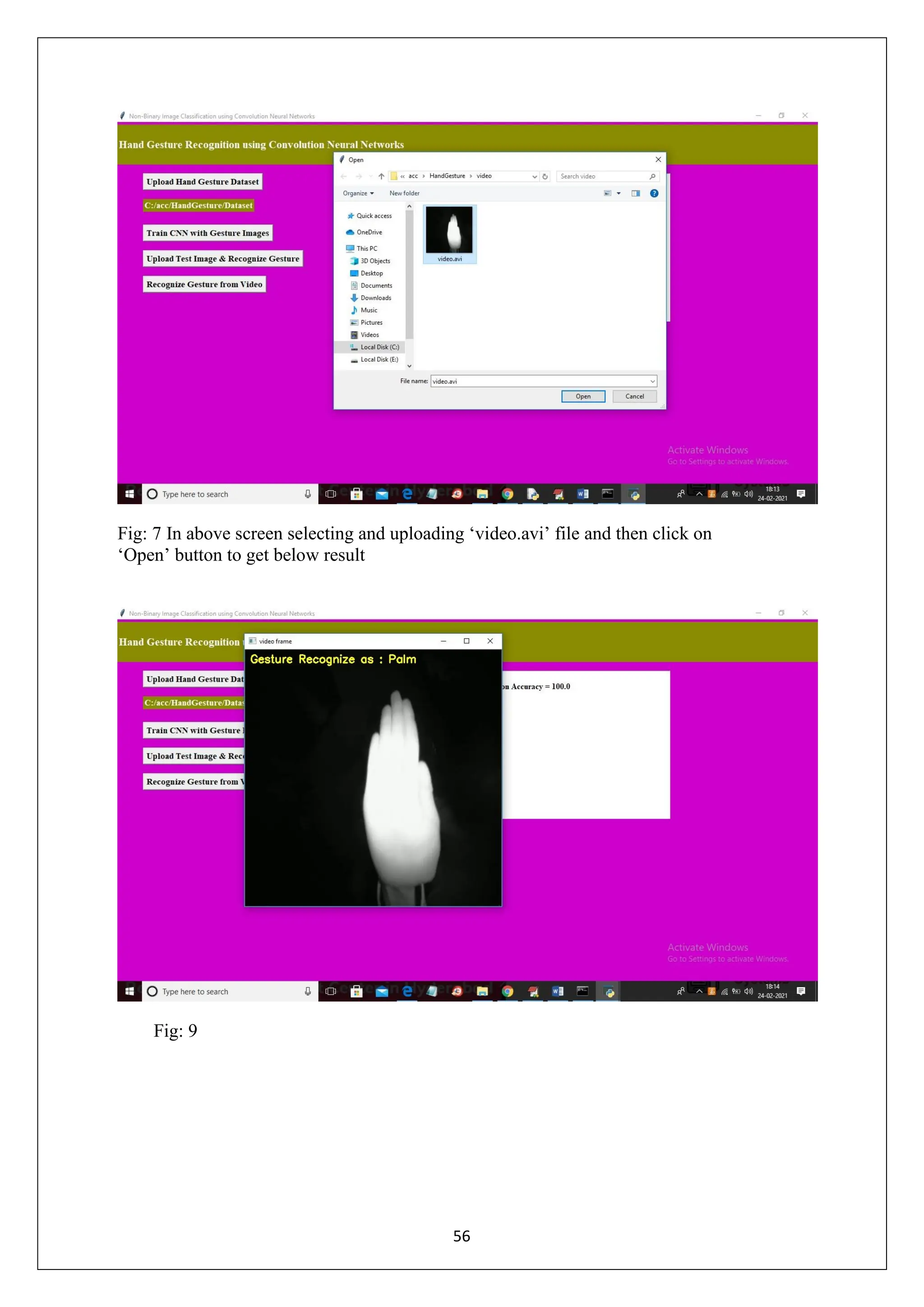 56 Fig: 7 In above screen selecting and uploading ‘video.avi’ file and then click on ‘Open’ button to get below result Fig: 9 