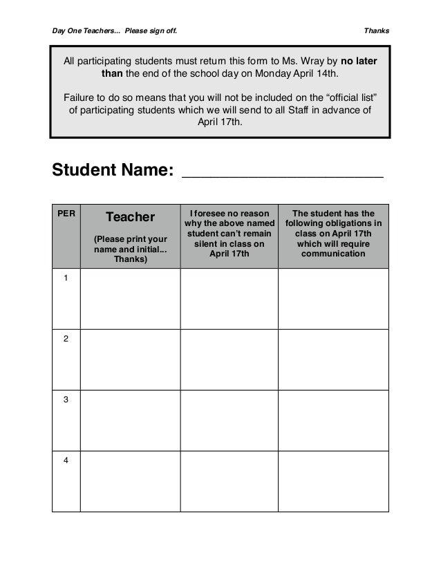 We Are Silent Sign Off Letter To Teachers