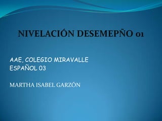 AAE, COLEGIO MIRAVALLE
ESPAÑOL 03

MARTHA ISABEL GARZÓN
 