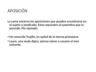 Aposiciones CORRECTO USO DE LOS SIGNOS DE PUNTUACIÓN | PPTX