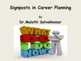 Signposts in Career Planning
By
Dr.Malathi Selvakkumar
 