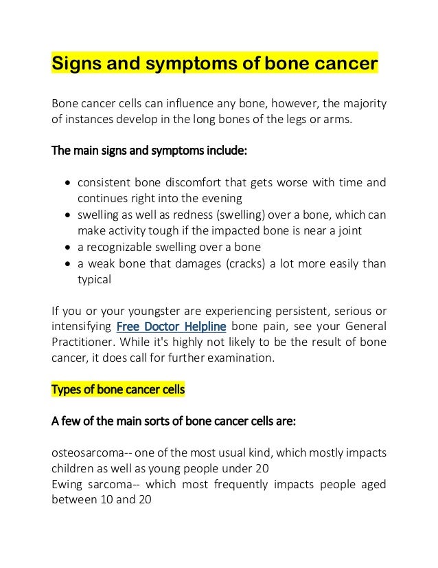 Signs And Symptoms Of Bone Cancer